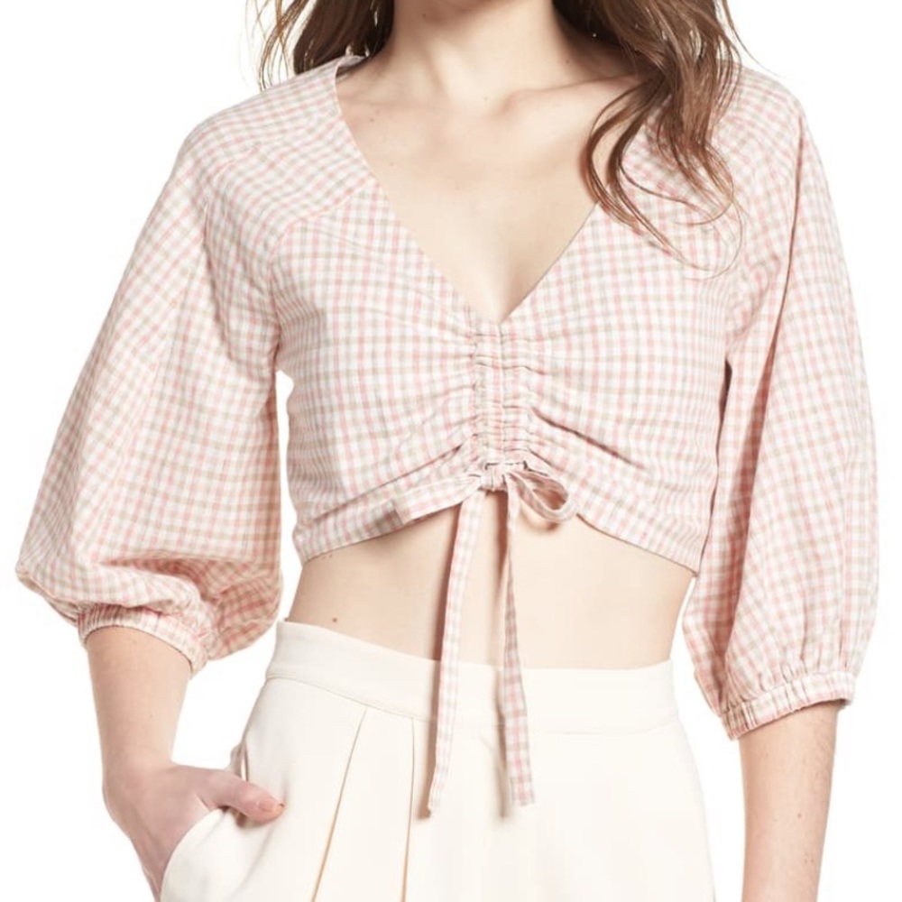 Chriselle x J.O.A. Ruched Front Crop Top